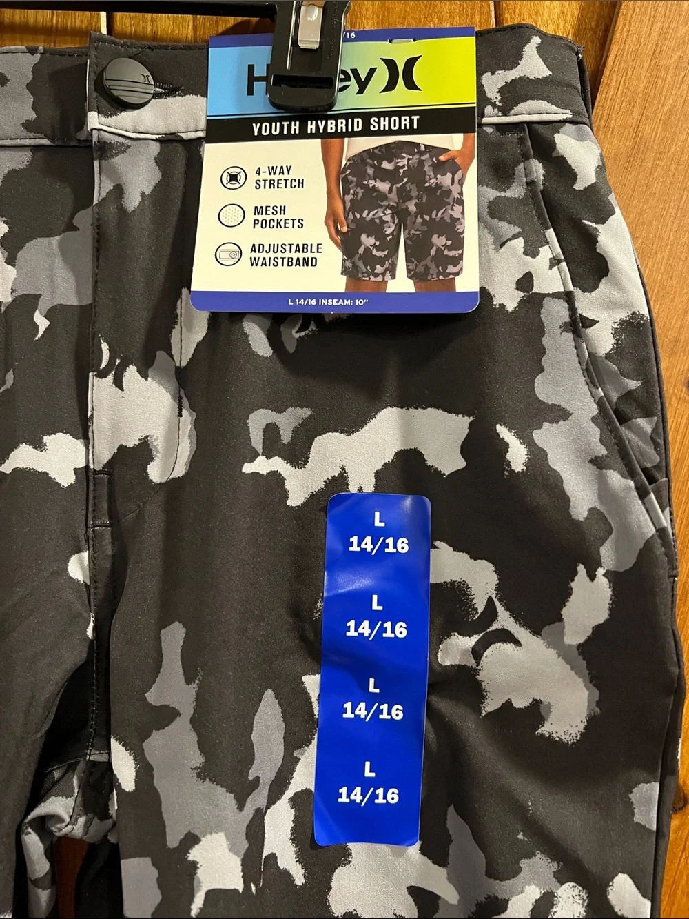 Hurley Black & White Camo Youth Hybrid Shorts